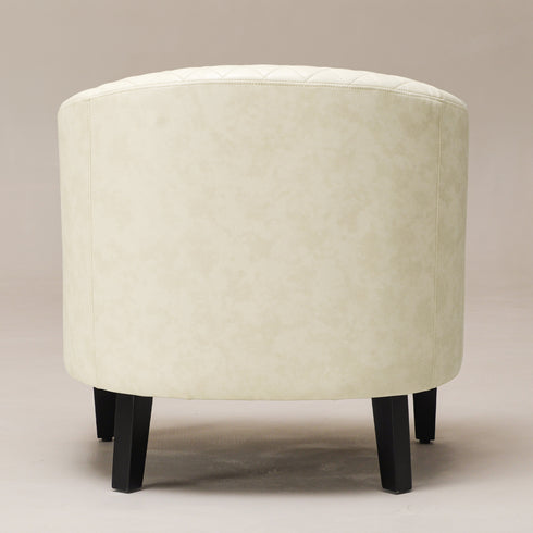Logan Faux Leather Tufted Club Chair - Cream Accent Chair | Decorative Accent Chairs | Kinwell Furniture | Modern Accent Chairs