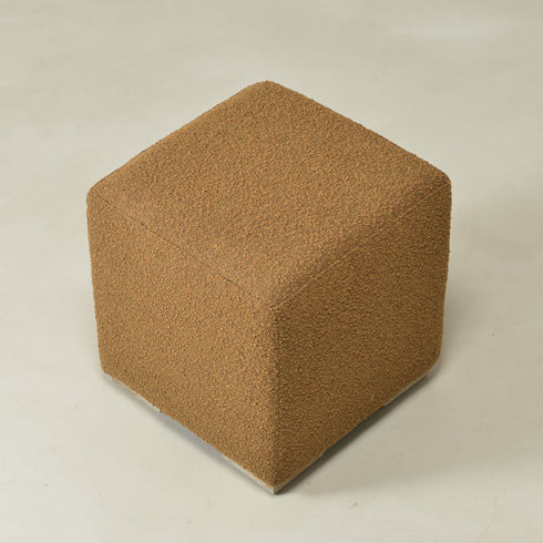 Bouclé Square Ottoman – Brown Modern Footstool | Small Upholstered Ottomans | Kinwell Furniture | Minimalist Cube Poufs
