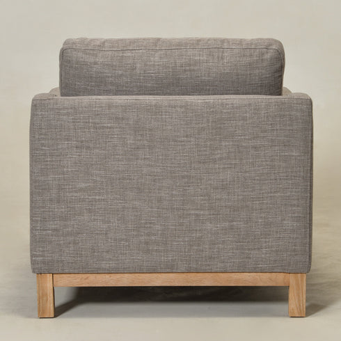 Goose Down Feathers Upholstered Armchair – Tan Square Arm Accent Chair | Plush Feather-Filled Chair | Kinwell Furniture | Cloud-Soft, Timeless Design