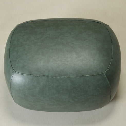 Elmer Faux Leather Ottoman – Round Green Ottoman | Decorative Ottoman | Kinwell Furniture | Modern Faux Leather Furniture