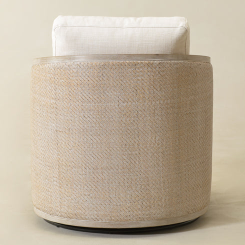 Claude Linen Swivel Cane Chair