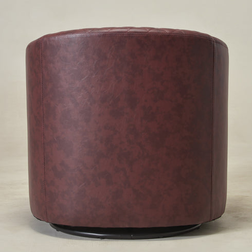 Logan Faux Leather Tufted Swivel Club Chair - Red Modern Swivel Chair | Swivel Accent Chairs | Kinwell Furniture | Swivel Armchairs