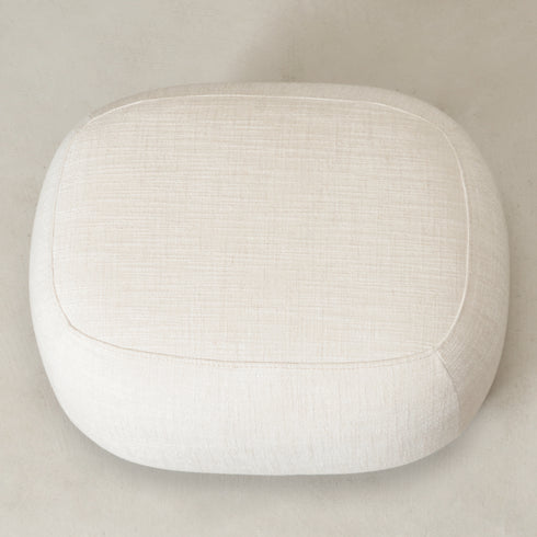 Elmer Linen Ottoman - Ivory Fabric Ottoman | Decorative Ottoman | Kinwell Furniture | Modern Ottoman Furniture