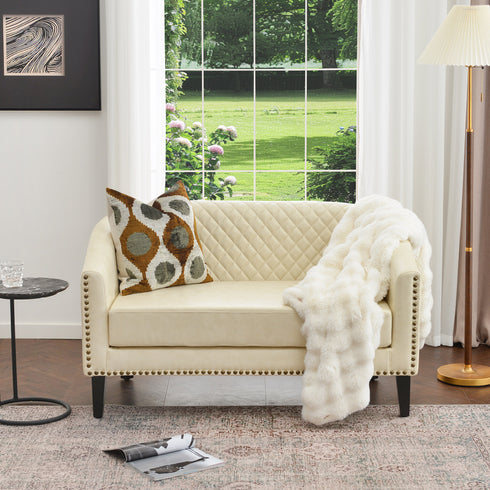 Logan Faux Leather Tufted Loveseat | Fabric Loveseat Couch | Kinwell Furniture | Modern Loveseats & Comfortable Loveseat Sofa Couches