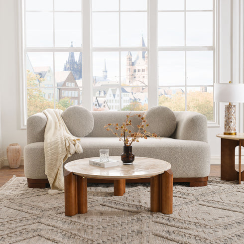 Otto Bouclé Loveseat in Taupe – Modern Boucle 2 Seater Sofa | Small Apartment Sofa | Cozy Loveseat Couch | Kinwell Furniture