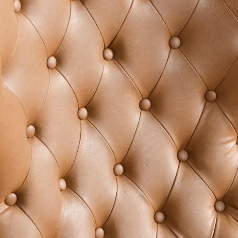 Letitia Faux Leather Wingback Chair - Camel Accent Chair | Decorative Faux Leather Chairs | Kinwell Furniture | Modern Wingback Accent Chairs