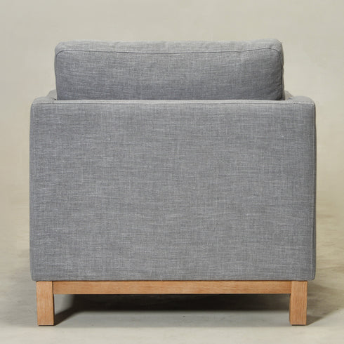 Goose Down Feathers Upholstered Armchair – Gray Square Arm Accent Chair | Plush Feather-Filled Chair | Kinwell Furniture | Cloud-Soft, Timeless Design