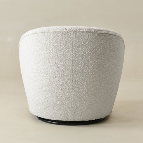 Laura Bouclé Swivel Barrel Chair - Cream Modern Swivel Chair | Swivel Accent Chairs | Kinwell Furniture | Swivel Armchairs