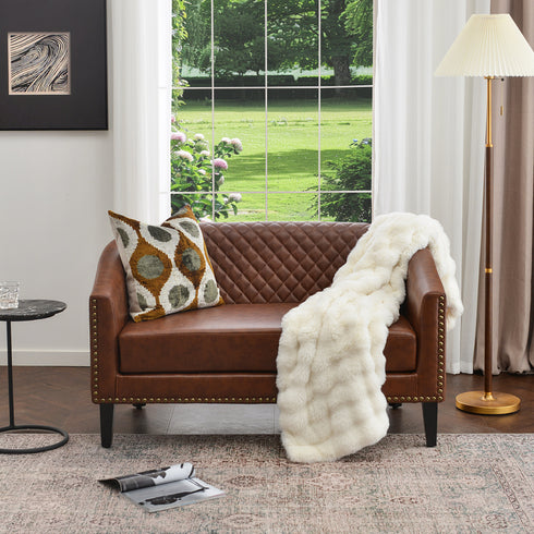 Logan Faux Leather Tufted Loveseat | Fabric Loveseat Couch | Kinwell Furniture | Modern Loveseats & Comfortable Loveseat Sofa Couches