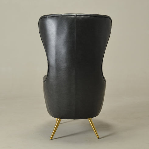 Letitia Faux Leather Wingback Chair - Black Accent Chair | Decorative Faux Leather Chairs | Kinwell Furniture | Modern Wingback Accent Chairs