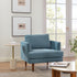 Upholstered Armchair – Blue Square Arm Accent Chair | Performance Fabric Armchair | Kinwell Furniture | Scandinavian, Timeless Design