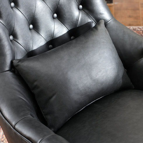 Letitia Faux Leather Wingback Chair - Black Accent Chair | Decorative Faux Leather Chairs | Kinwell Furniture | Modern Wingback Accent Chairs