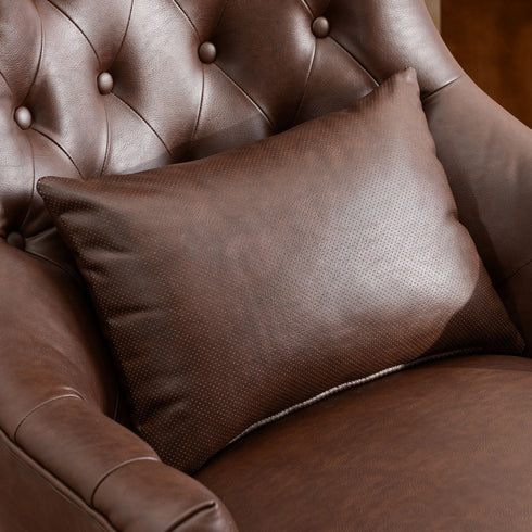 Letitia Faux Leather Wingback Chair - Brown Accent Chair | Decorative Faux Leather Chairs | Kinwell Furniture | Modern Wingback Accent Chairs