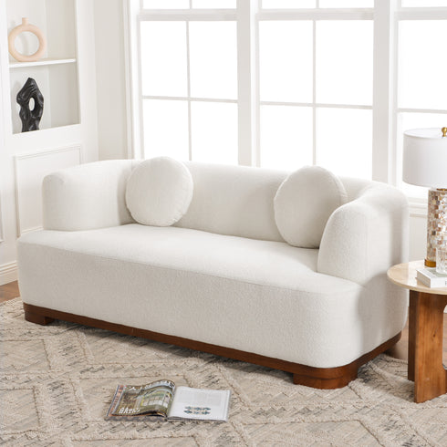 Otto Bouclé Loveseat in Beige – Modern Boucle 2 Seater Sofa | Small Apartment Sofa | Cozy Loveseat Couch | Kinwell Furniture