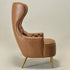 Letitia Faux Leather Wingback Chair - Camel Accent Chair | Decorative Faux Leather Chairs | Kinwell Furniture | Modern Wingback Accent Chairs
