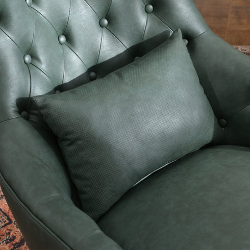 Letitia Faux Leather Wingback Chair - Green Accent Chair | Decorative Faux Leather Chairs | Kinwell Furniture | Modern Wingback Accent Chairs