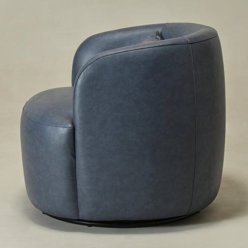 Ashlie Faux Leather Swivel Chair - Navy Blue Swivel Chair | Faux Leather Armchairs | Kinwell Furniture | Modern Swivel Accent Chairs
