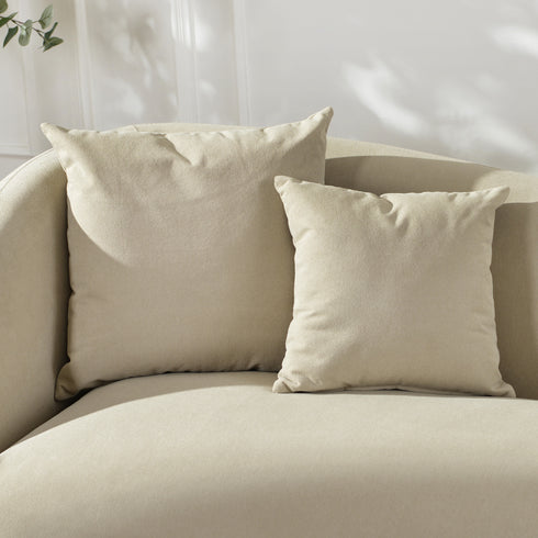 Samuel Premium Fabric Curved Sofa in Tan – 3 Seater Sofa | Three Seater Couch | Modern Curved Sofa | Kinwell Furniture