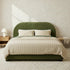 Harriet Vevlet Platform Bed with Wood Legs