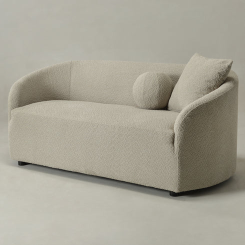 Susie Oatmeal Bouclé Loveseat | Oatmeal Curved Back Loveseat | Kinwell Furniture | Compact Bouclé Sofa for Living Room