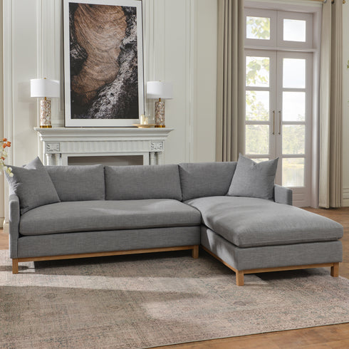 Goose Down Feathers Upholstered Sectional Sofa | Cloud Soft L-Shaped Sectional with Chaise | Down Filled Modern Sectional Couch | Comfortable Everyday Sectional Sofa | Modular L-Shape Sectional | Kinwell Furniture