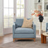 Goose Down Feathers Upholstered Armchair – Blue Square Arm Accent Chair | Plush Feather-Filled Chair | Kinwell Furniture | Cloud-Soft, Timeless Design