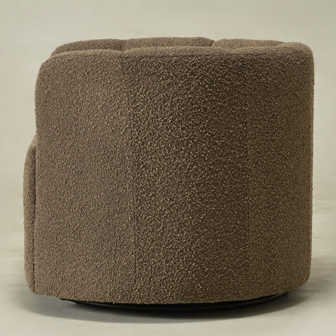 Wilton Bouclé Swivel Barrel Chair - Teddy Brown Petal Back Modern Swivel Chair | Swivel Accent Chairs | Kinwell Furniture | Swivel Armchairs