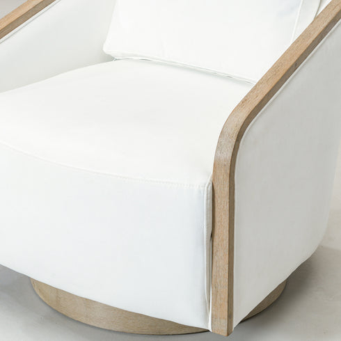 Barnett Swivel Barrel Chair - Pearl White Modern Swivel Chair | Swivel Accent Chairs | Kinwell Furniture | Swivel Armchairs