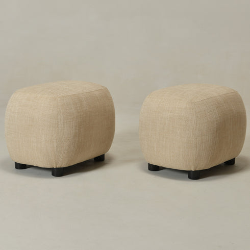 Elmer Linen Ottoman - Wheat Fabric Ottoman | Decorative Ottoman | Kinwell Furniture | Modern Ottoman Furniture