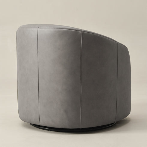 Susie Leather Swivel Barrel Chair - Gray Modern Swivel Chair | Swivel Accent Chairs | Kinwell Furniture | Swivel Armchairs