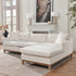 Cream Goose Down Sectional Sofa | L-Shape Down Filled Sectional with Chaise | Cream Upholstered Sectional Sofa | Modern Cream Sectional Couch | Soft Down Sectional Sofa