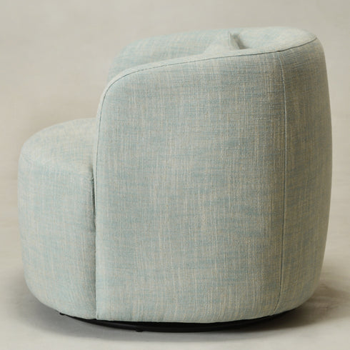 Ashlie Linen Swivel Barrel Chair - Light Green Modern Swivel Chair | Swivel Accent Chairs | Kinwell Furniture | Swivel Armchairs
