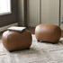 Elmer Faux Leather Ottoman – Round Camel Ottoman | Decorative Ottoman | Kinwell Furniture | Modern Faux Leather Furniture