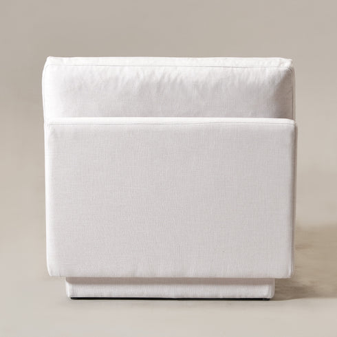 Linen Blend Down Feather Upholstered Accent Chair – Cream Modern Armless Slipper Chair | Goose Down Filled Lounge Chair with Removable Cushions | Kinwell Furniture | Extra Wide Accent Chair