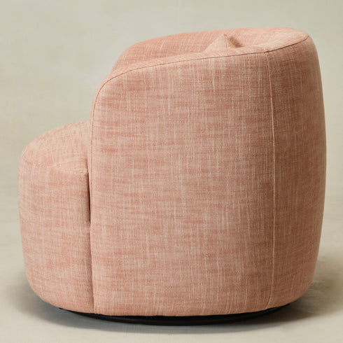 Ashlie Linen Swivel Barrel Chair - Coral Modern Swivel Chair | Swivel Accent Chairs | Kinwell Furniture | Swivel Armchairs