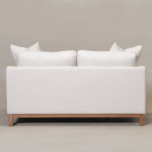 Goose Down Feathers Upholstered Loveseat – Cream Square Arm 2-Seater Sofa | Plush Feather-Filled Loveseat | Kinwell Furniture | Cloud-Soft, Timeless Design