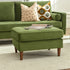 Tiziano Tufted Ottoman – Velvet Rectangular Footrest & Accent Seat | Mid-Century Upholstered Pouf | Green Ottoman