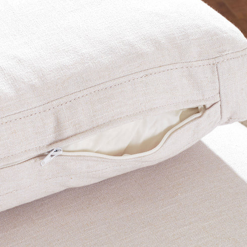 Linen Blend Down Feather Upholstered Accent Chair – Cream Modern Armless Slipper Chair | Goose Down Filled Lounge Chair with Removable Cushions | Kinwell Furniture | Extra Wide Accent Chair