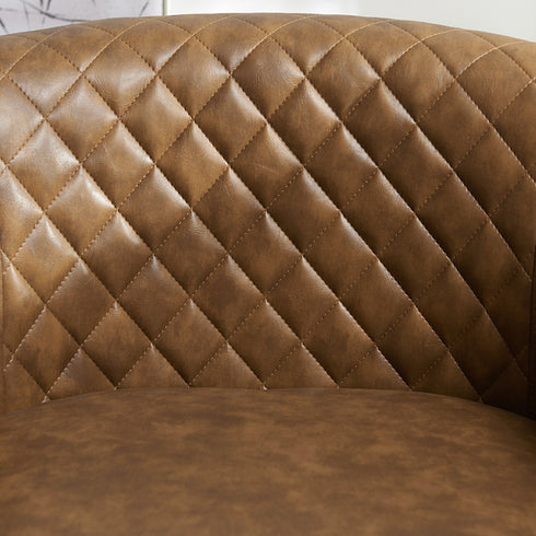 Logan Faux Leather Tufted Swivel Club Chair - Coffee Modern Swivel Chair | Swivel Accent Chairs | Kinwell Furniture | Swivel Armchairs
