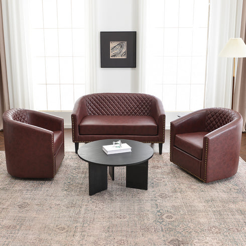 Logan Faux Leather Tufted Loveseat | Fabric Loveseat Couch | Kinwell Furniture | Modern Loveseats & Comfortable Loveseat Sofa Couches