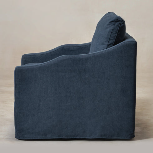 Charles Slipcover Swivel Barrel Chair – Navy Modern Swivel Chair | Slipcover Swivel Chairs | Kinwell Furniture | Swivel Armchairs
