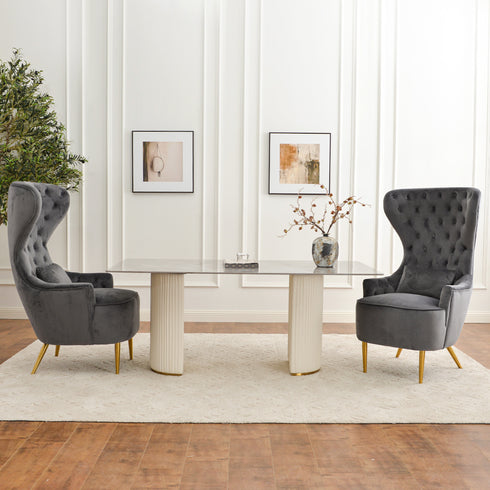 Letitia Velvet Wingback Accent Chair - Gray Accent Chair | Decorative Accent Chairs | Kinwell Furniture | Modern Accent Chairs