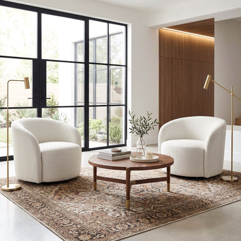 Everitte Bouclé Swivel Barrel Chair