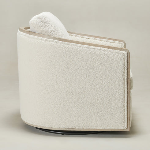 Claude Bouclé Swivel Barrel Chair - Cozy Modern Swivel Chair | Swivel Accent Chair for Living Room | Kinwell Furniture | Swivel Armchair with Bouclé Fabric