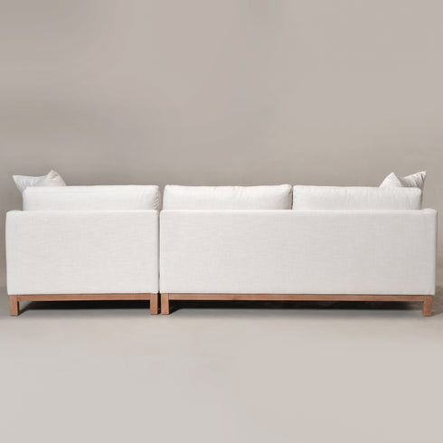 Cream Goose Down Sectional Sofa | L-Shape Down Filled Sectional with Chaise | Cream Upholstered Sectional Sofa | Modern Cream Sectional Couch | Soft Down Sectional Sofa