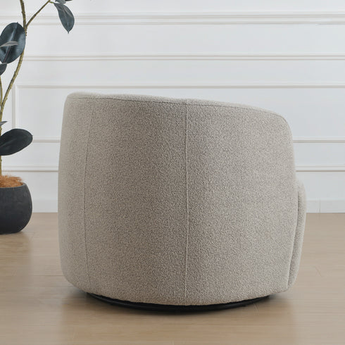 Ashlie Bouclé Swivel Barrel Chair - Taupe Modern Swivel Chair | Swivel Accent Chairs | Kinwell Furniture | Swivel Armchairs