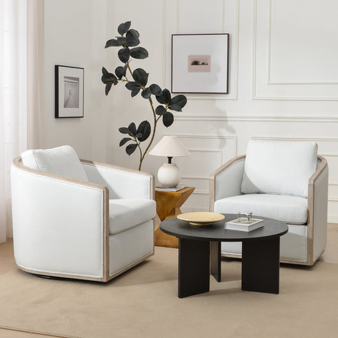 Claude Performance Linen Fabric Swivel Chair - Modern Swivel Chair | Swivel Accent Chairs | Kinwell Furniture | Swivel Armchairs