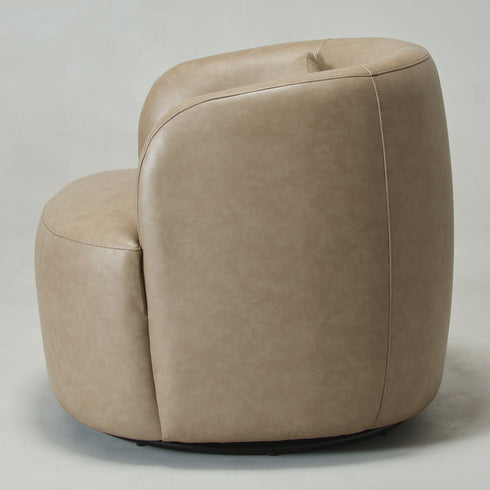 Ashlie Faux Leather Swivel Chair - Khaki Swivel Armchair | Faux Leather Accent Chairs | Kinwell Furniture | Modern Swivel Chairs