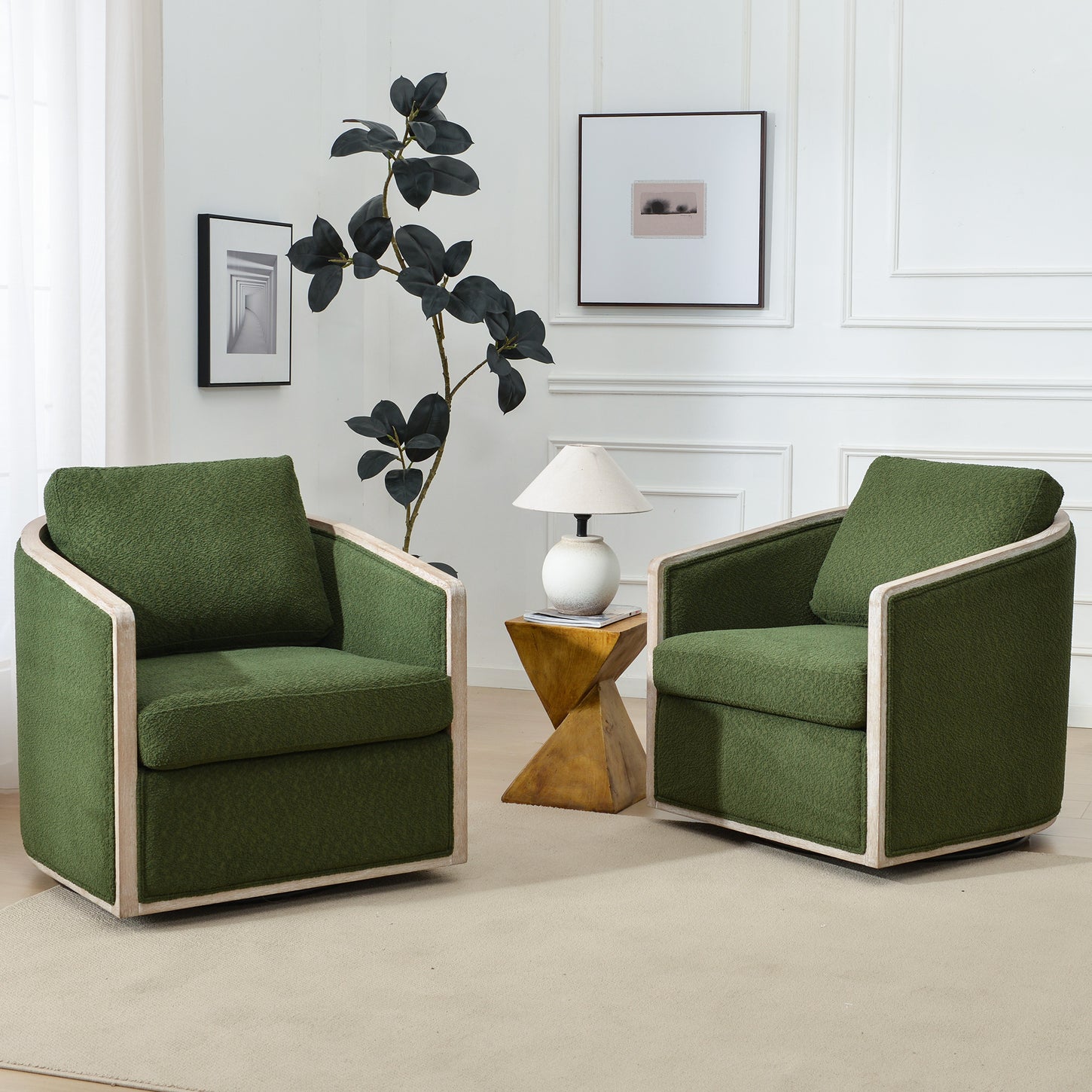 Claude Bouclé Swivel Barrel Chair - Modern Swivel Chair | Swivel Accent Chairs | Kinwell Furniture | Swivel Armchairs