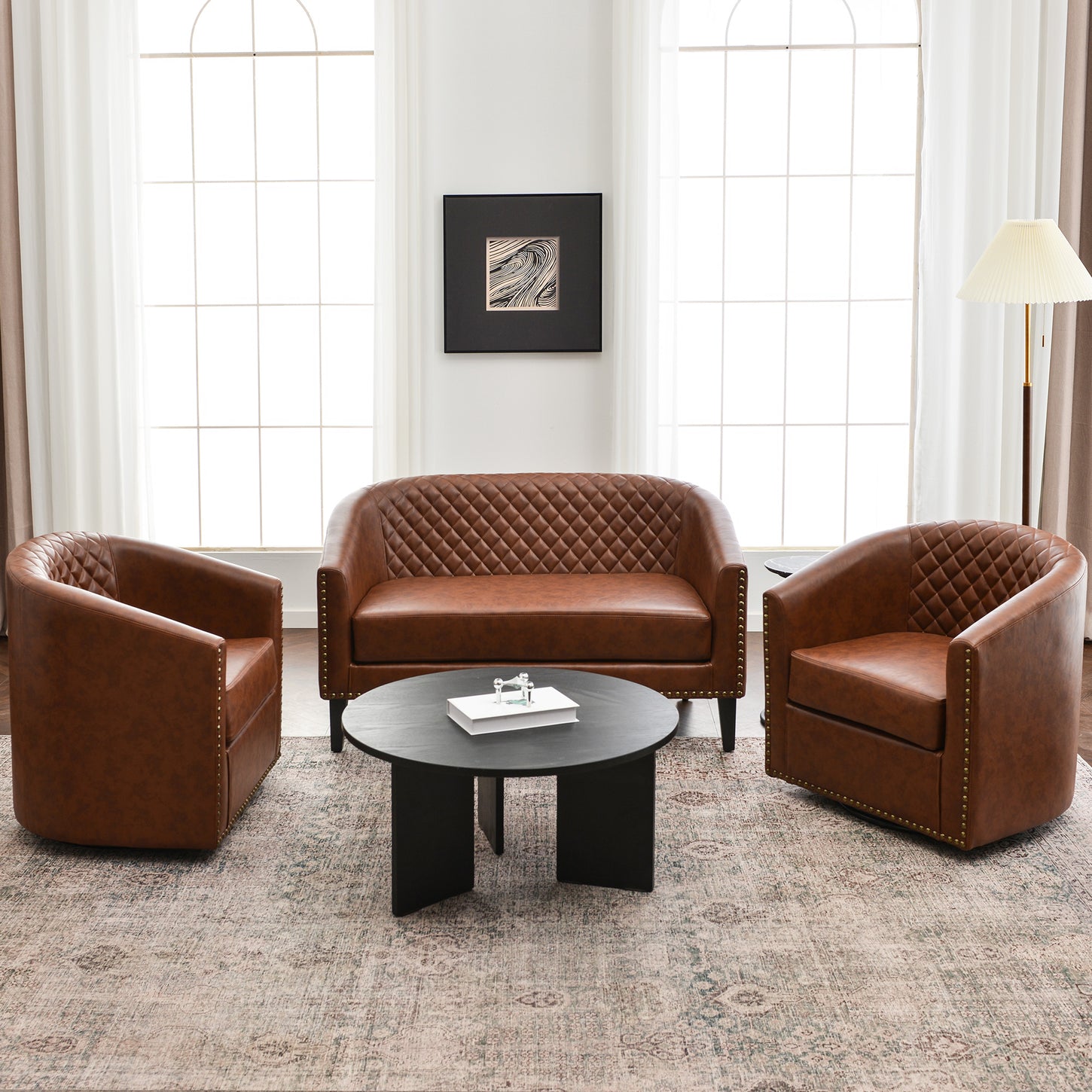 Logan Faux Leather Tufted Loveseat | Fabric Loveseat Couch | Kinwell Furniture | Modern Loveseats & Comfortable Loveseat Sofa Couches